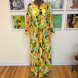 🌼 Vintage 70s Floral Flowy Maxi Dress